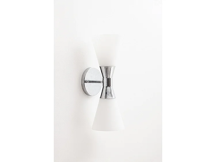 Camille Single Wall Light - Polished Chrome, Frosted Glass Diffuser