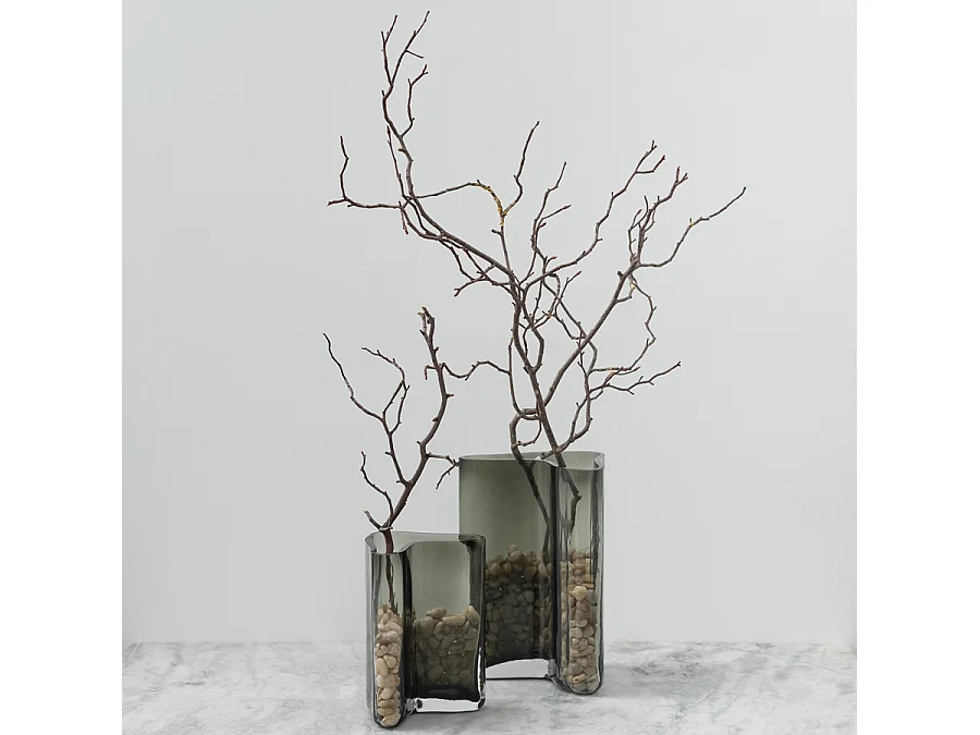 My Furniture Small Smoked Grey Glass Vase, 17 cm, 5mm Hand-made Smoked Grey