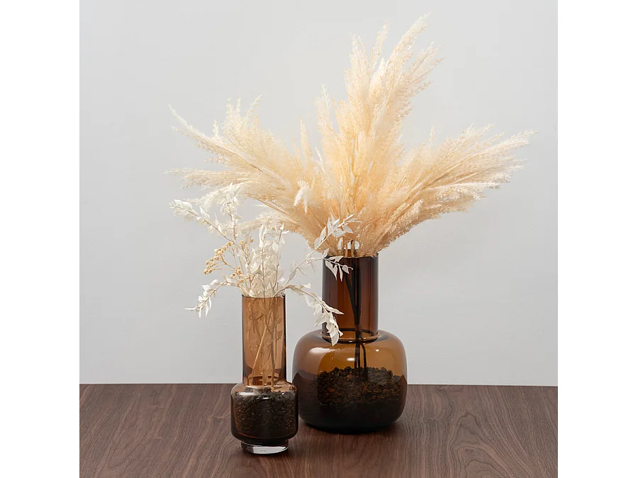 My Furniture Large Sienna 27 cm Hand-made Amber Glass Vase