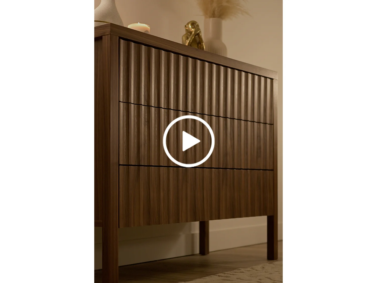 Oriel Chest of Drawers, Solid Oak with Walnut Veneer, 3 Soft‑Close Drawers
