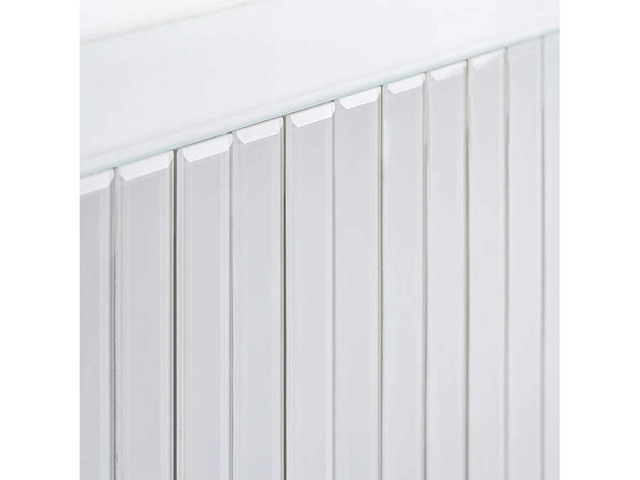 Anastasia White Bevelled Glass Radiator Cover, Stainless-Steel Pedestal