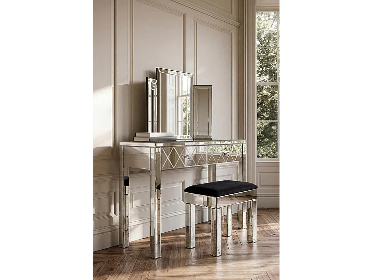 Knightsbridge Mirrored Console Table - Classic Elegant Dressing Table with 2 Drawers