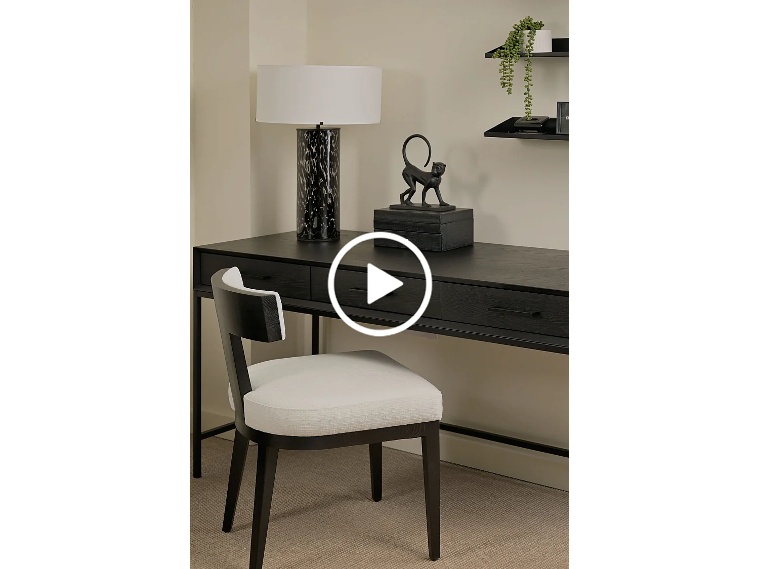 My Furniture Duo Black Desk and Dressing Table - 150cm Contemporary with Soft-Close Drawers