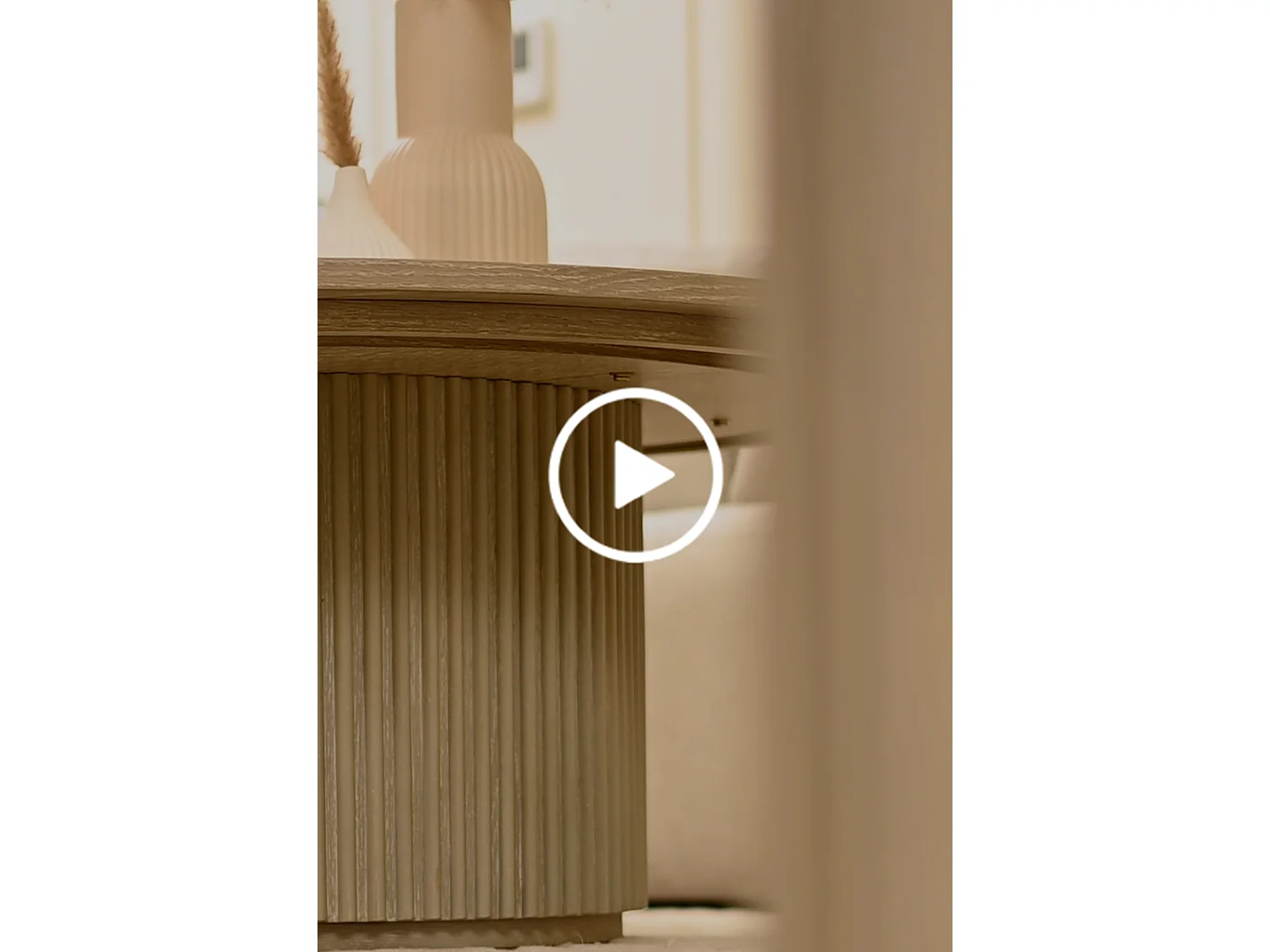 Ophelia Washed Grey Oak Side Table - Japandi Square Side Table, Reeded Base, Fully Assembled