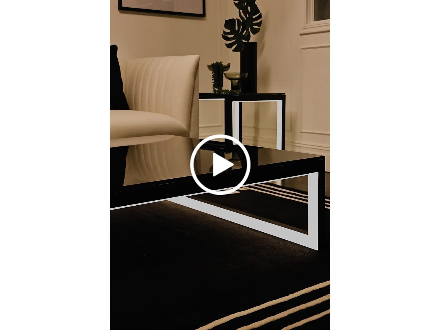 Akira Illuminating Side Table, Toughened Black Glass Top, Integrated LED Lighting, Rechargeable
