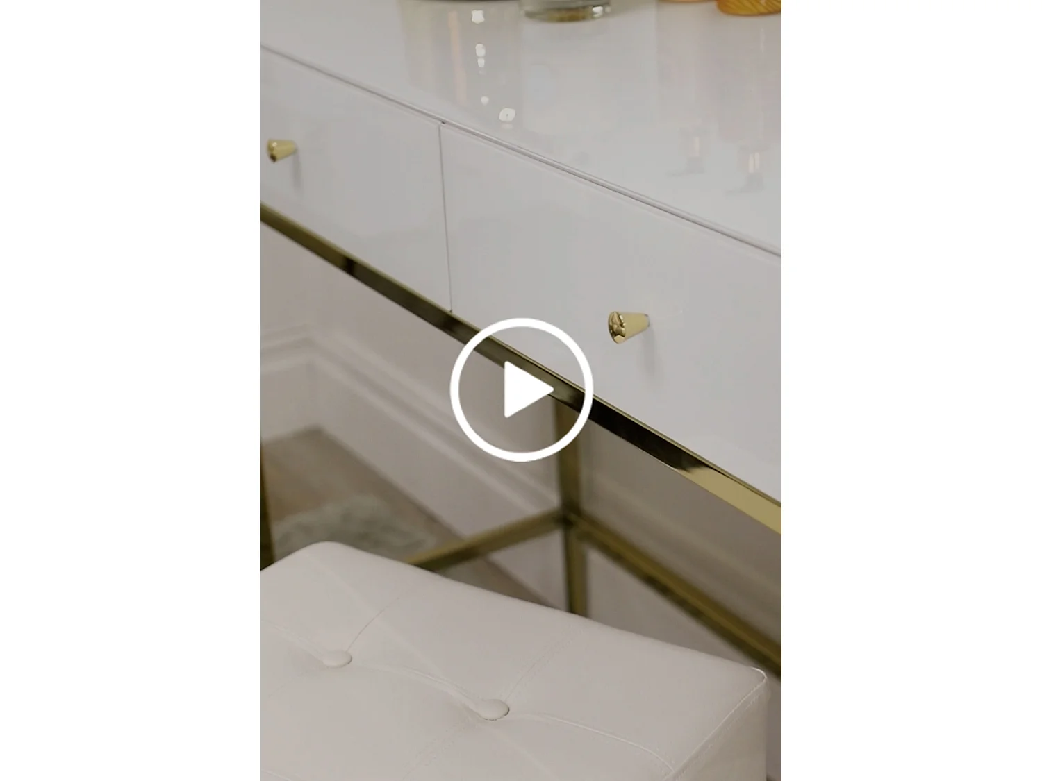 Stiletto White Glass and Brass Side Table