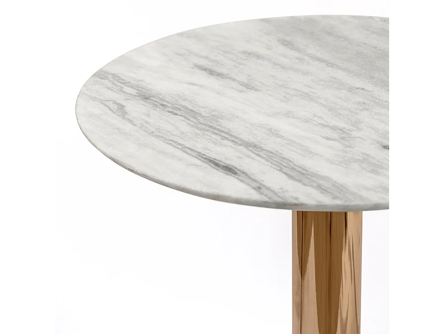Parker Brass Side Table - Round Marble Top, Brass-Finish Spun Aluminium Base