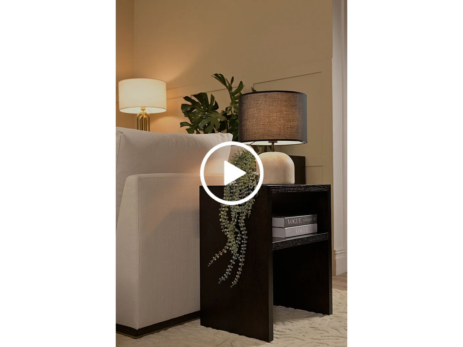 Burbank Side Table, Oak Veneer Dark Brown, 60 x 35 x 50 cm