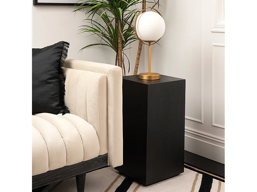 Renato Side Table - Oak Veneer with Black Stain, Matt Black Lacquer