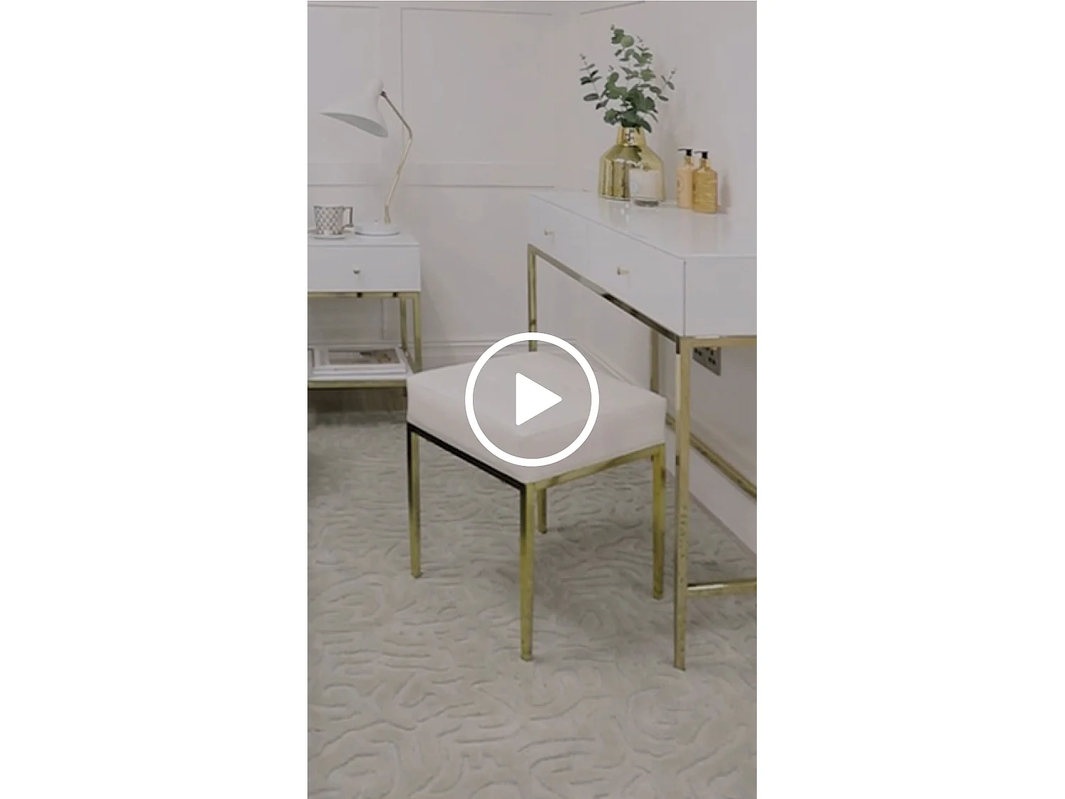 Stiletto Contemporary White and Brass Stool