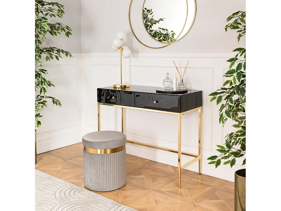 Stiletto Black Glass and Brass Console Table by My Furniture