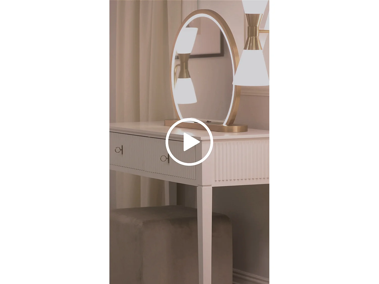Heidi White Console Table with Reeded Detail, Brass and Silver Handles