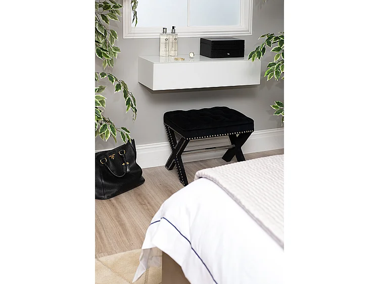 My Furniture Inga White Glass Floating Console Table - Toughened Bevelled Glass, Wall-Mounted, With Drawer