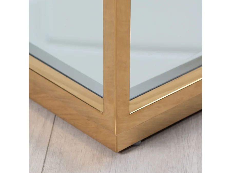Rippon Brass Rectangular Console Table, Art Deco Two-Tier Console, Brass-Finish Stainless Steel Frame