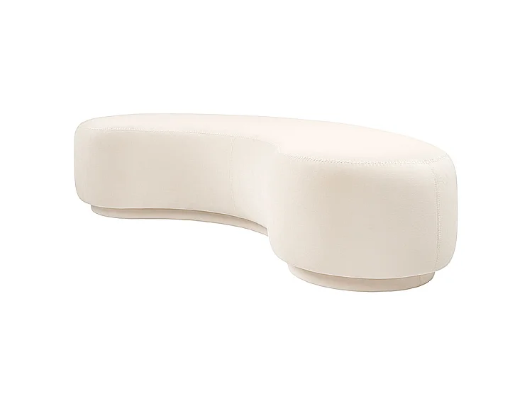 Carlton Ottoman Chalk - Velvet-Effect Curved Footstool 178x89x40 cm