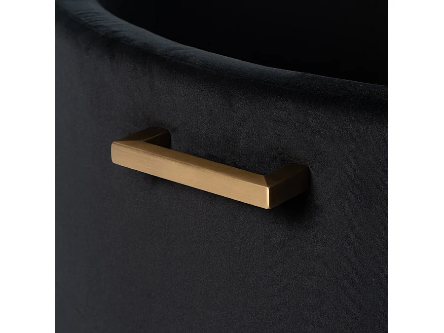 My Furniture Aria Storage Ottoman - Black - Brushed Stainless Steel Handle, Brass/Silver Finish
