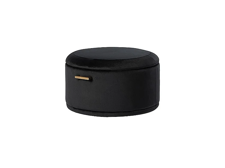 My Furniture Aria Storage Ottoman - Black - Brushed Stainless Steel Handle, Brass/Silver Finish