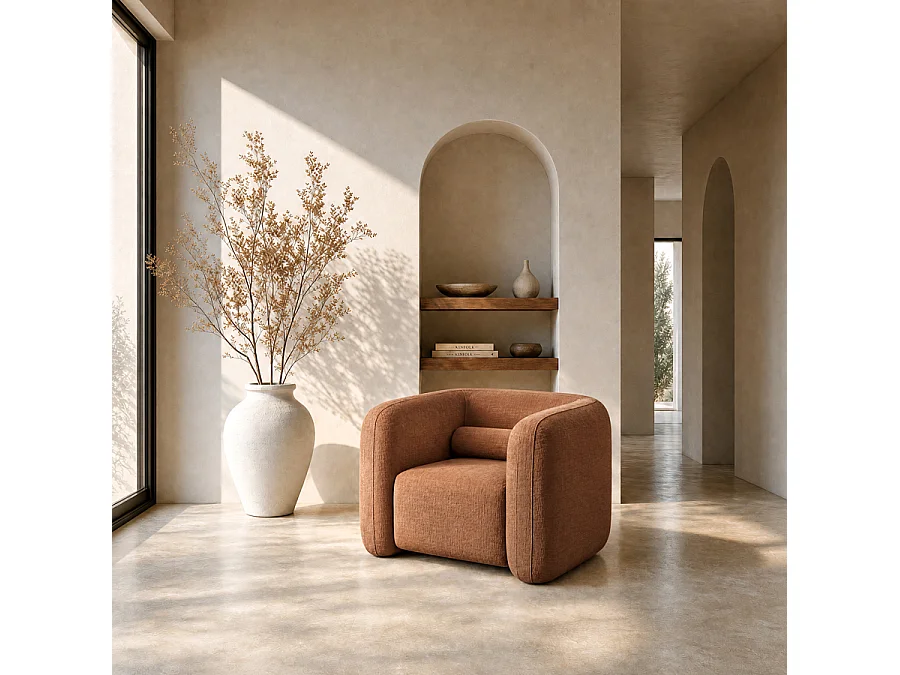 Munich Curvaceous Tub Armchair - Terracotta Velvet