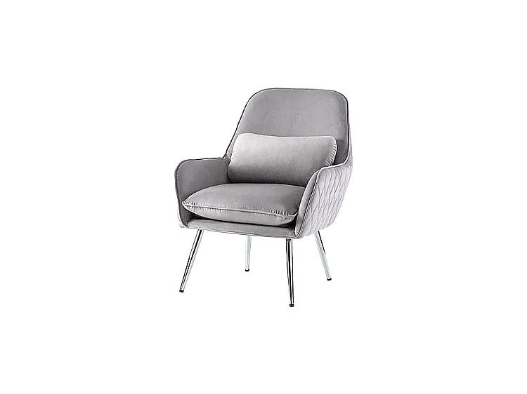 Watson Lounge Chair Dove Grey - Compact Velvet Armchair with Diamond Quilting