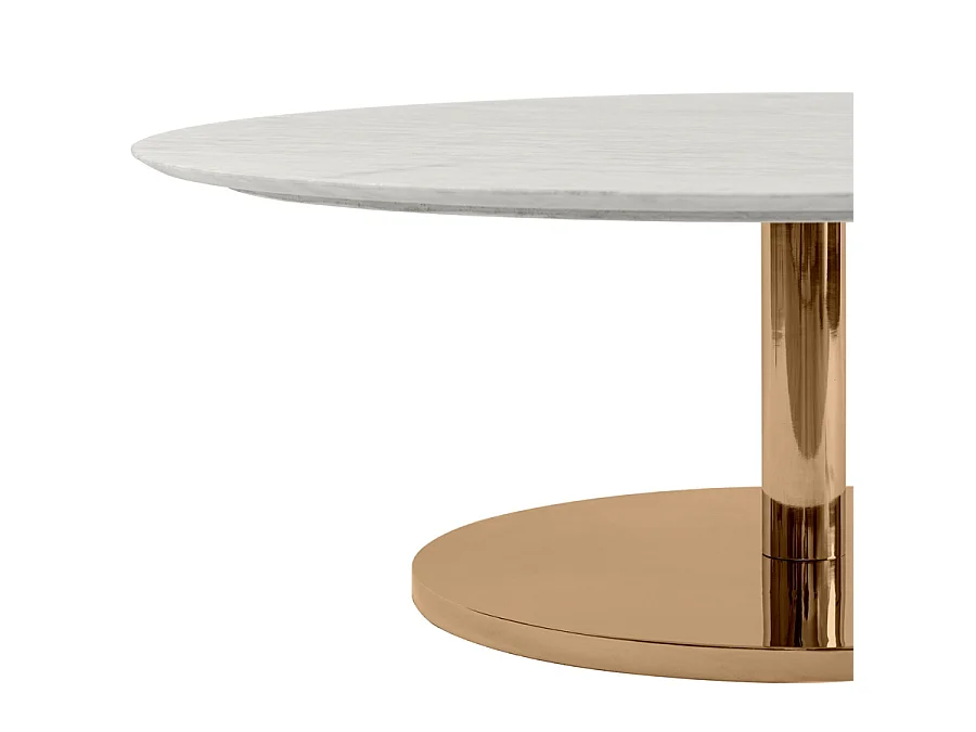 Parker Brass Coffee Table, 100 cm Round, Solid Marble Top and Brass-Finish Spun Aluminium Base