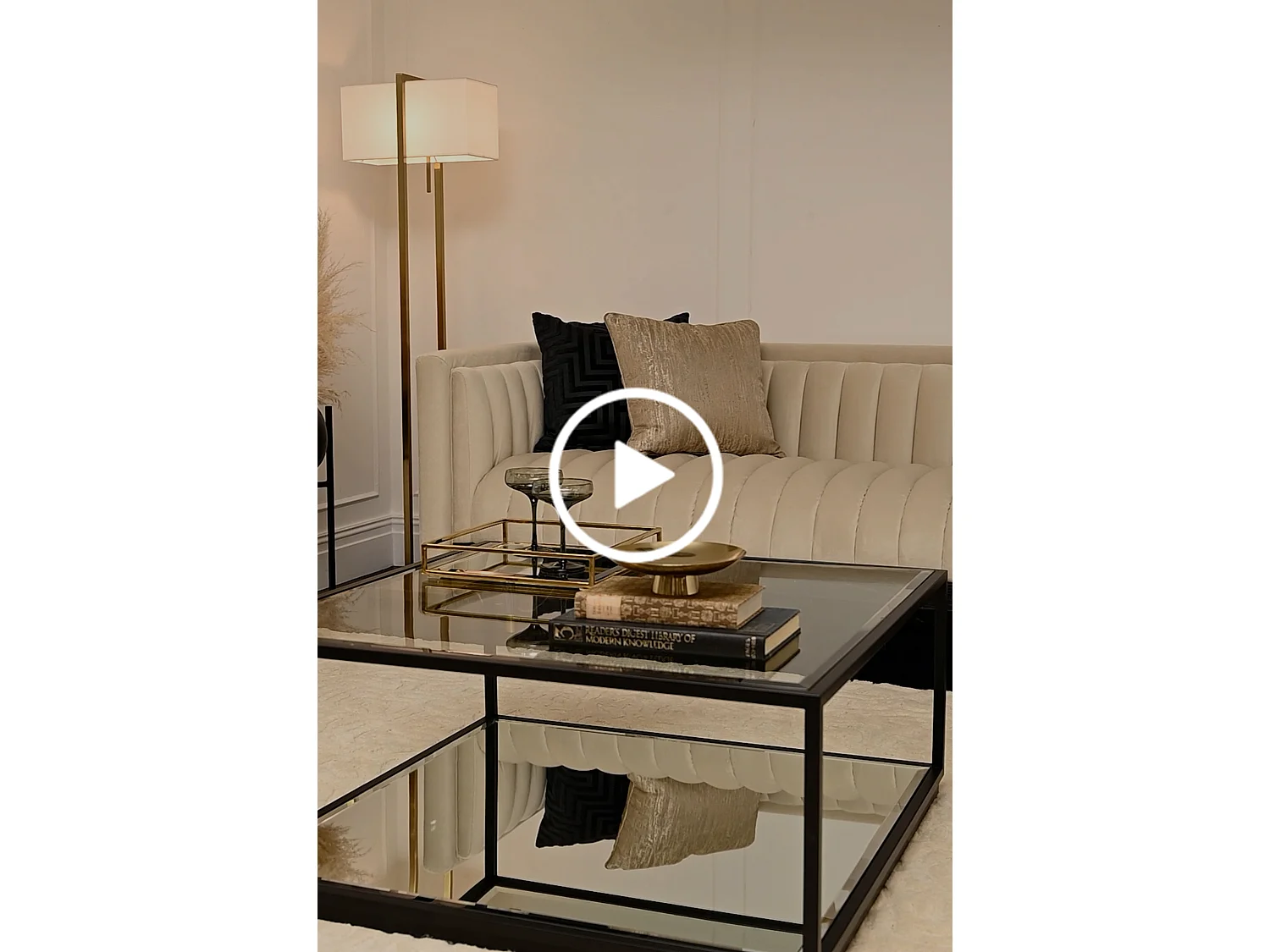 Rippon Black Square Coffee Table, 90 x 90 x 40 cm, Matt Black Stainless Steel Frame, Bevelled Glass Top