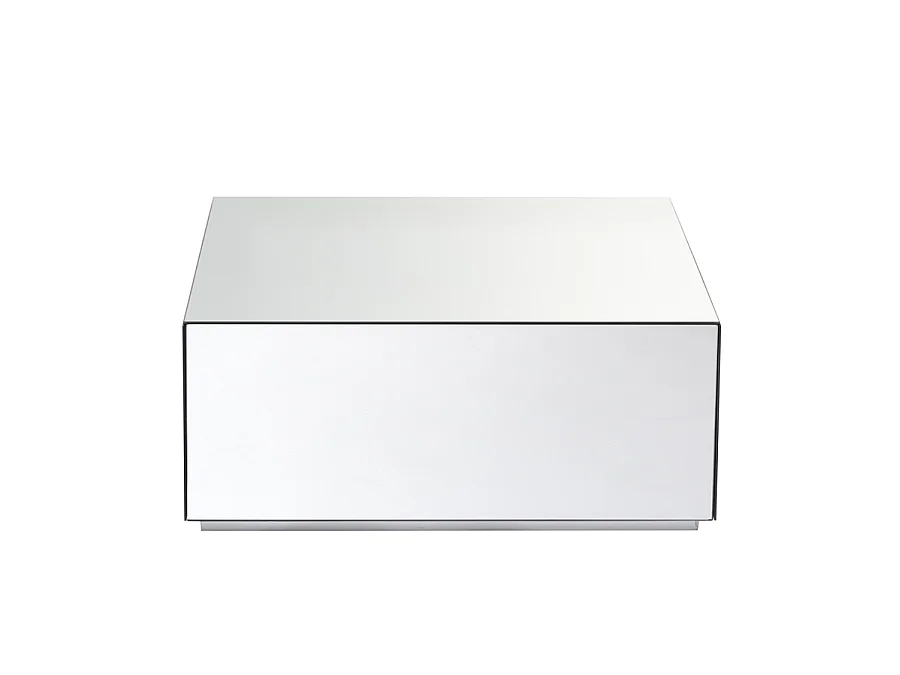 Hallie Mirrored Coffee Table, 90x90x38 cm, Toughened Mirror Top with Stainless Steel Plinth