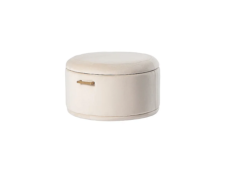 My Furniture Aria Storage Ottoman - Chalk, Rectangular, Brushed Stainless Steel Handle (Brass/Silver)