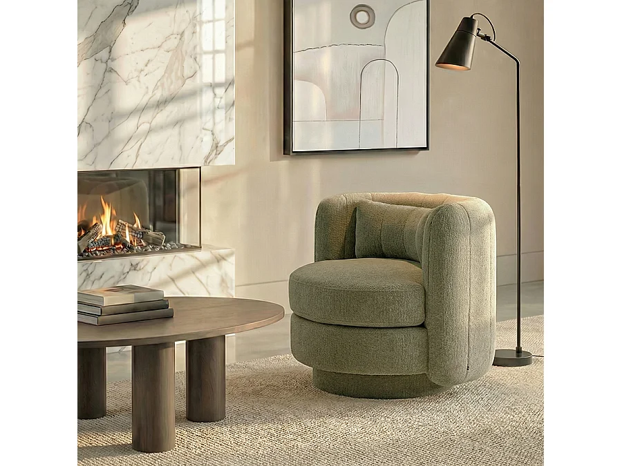 Calvin 360° Swivel Armchair - Pistachio Chenille
