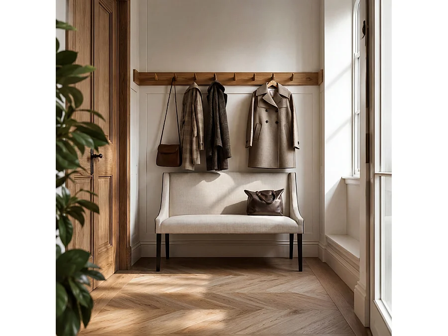 Chatsworth Two-Tone Calico Bench - Stained Solid Ash Legs