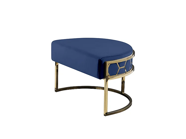 Alveare Footstool Brass Finish, Royal Blue Velvet