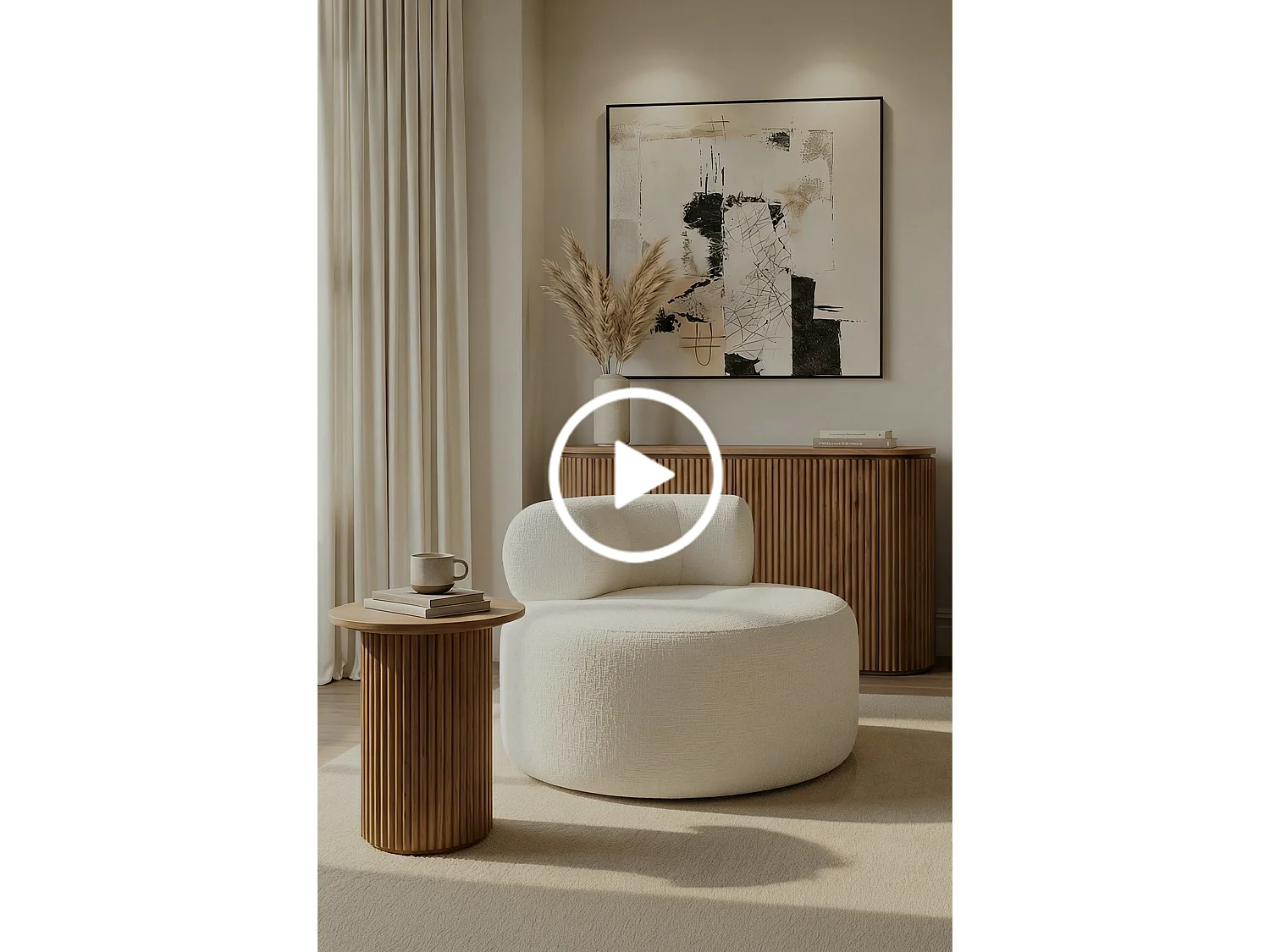 My Furniture Rolls Ivory Chenille Swivel Lounge Chair