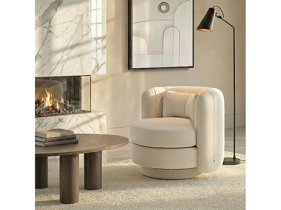 Calvin 360° Swivel Tub Armchair - Calico Linen Effect