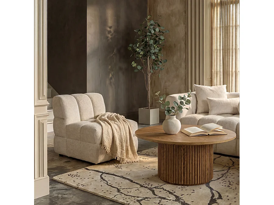 Berlin Lounge Chair - Light Taupe Chenille, Deep Tufted Comfort