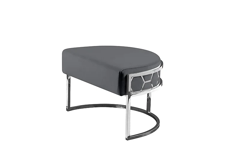 Alveare Footstool, Silver Frame - Smoke Grey Velvet