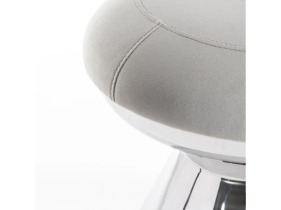 Champagne Cork Stool - Velvet Upholstery, Foam Padded Seat, Polished Spun Aluminium Base