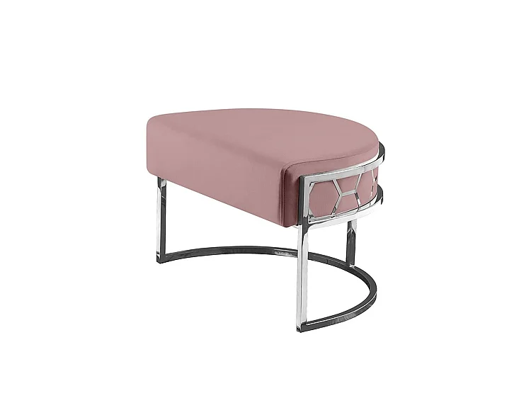 Alveare Footstool Silver, Blush Pink - Hexagonal Velvet, Chrome Frame