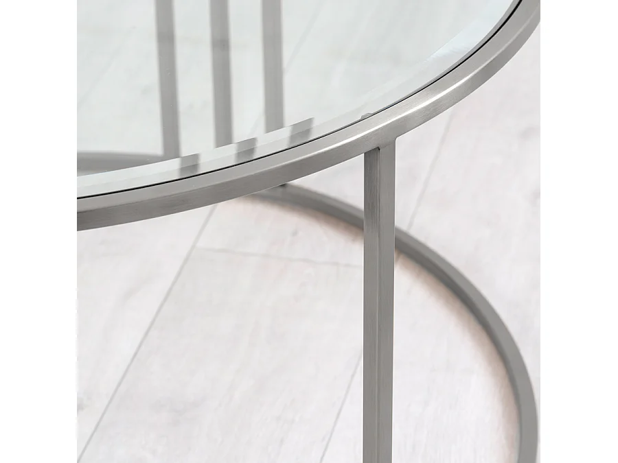 My Furniture Aria Silver Coffee Table and Storage Ottoman Dove Grey - Modern Rectangular Set