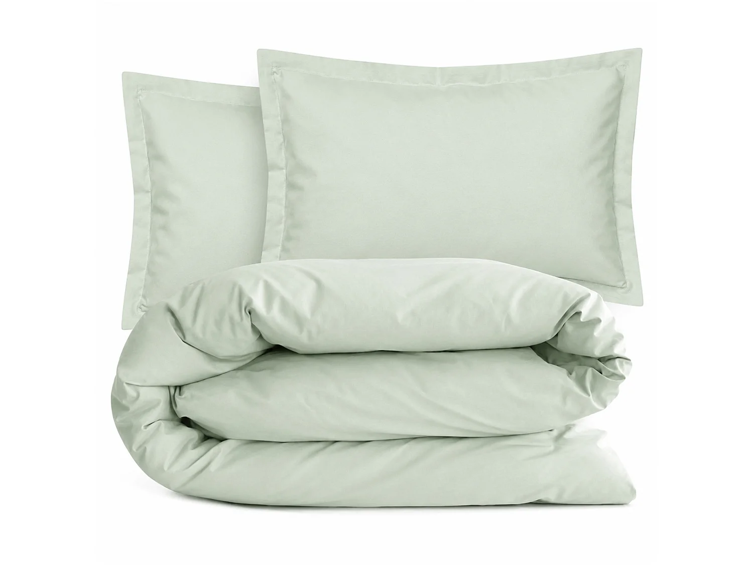 Parure de lit 3 pièces coton uni 57 fils ALTO 280x240 taies 50x70 vert Fleur d'amandier