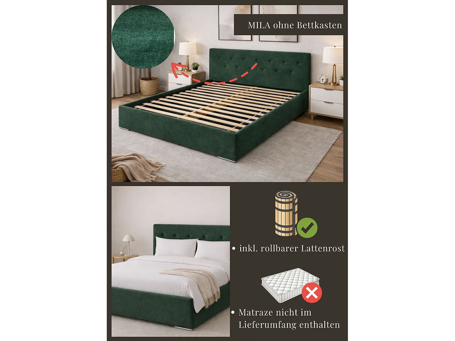 Lit MILA 160 Verso 37 avec sommier sans matelas
