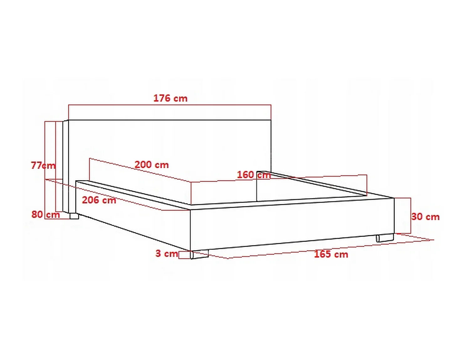 Lit MILA 160 Marcello 18311 avec sommier sans matelas