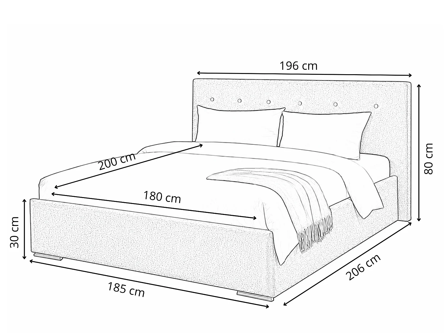 Gestoffeerd bed MILA 180x200 Poso 04 met lattenbodem zonder matras
