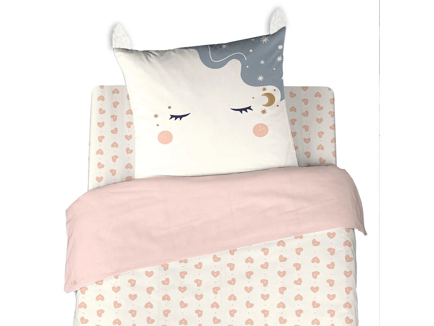Drap housse enfant imprimé 90x190 cm microfibre FEERIQUE blanc
