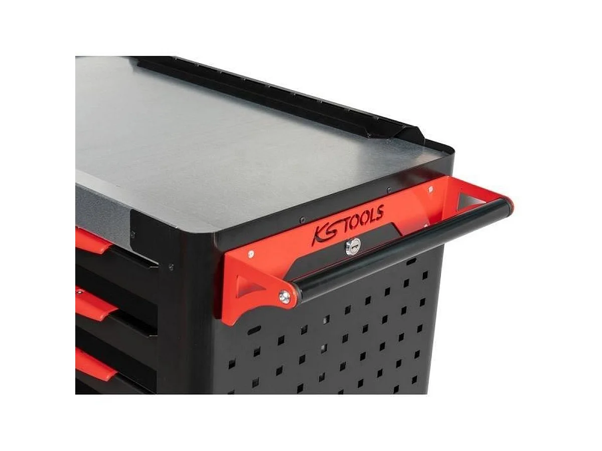 Servante d’atelier KS Tools 824.6298F 6 tiroirs, 298 outils, métal noir et rouge mat