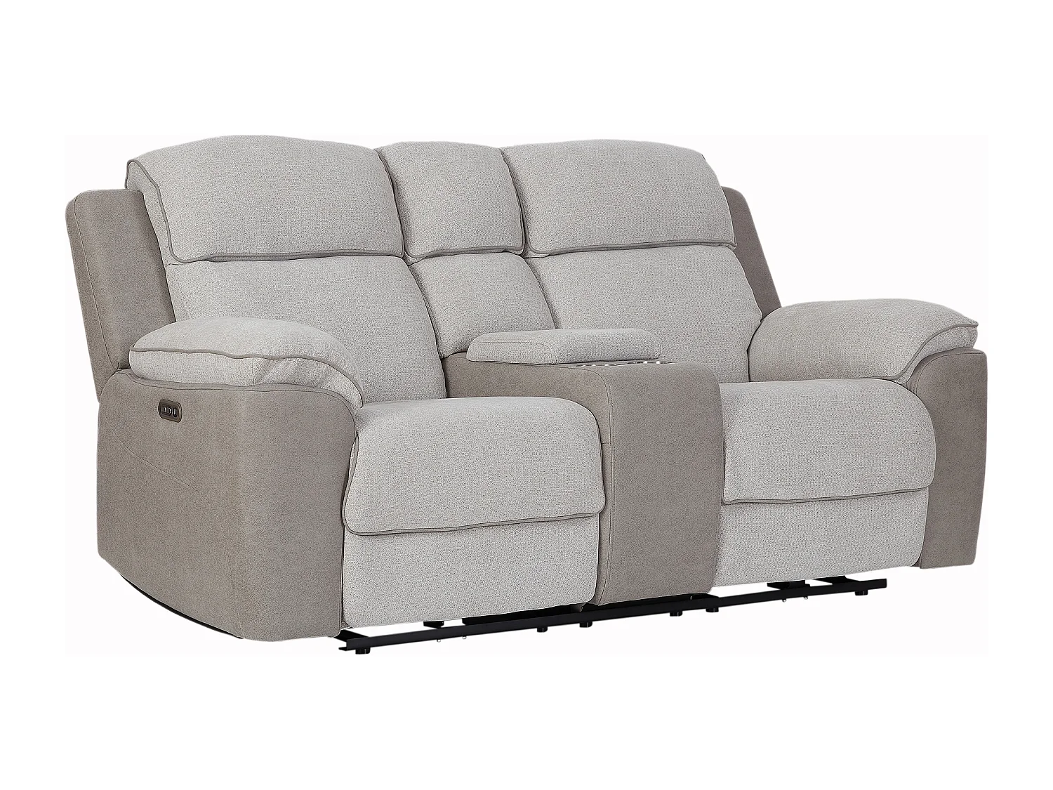 Canapé 3 places et 2 places relax électrique en tissu gris clair et simili gris MEPONA