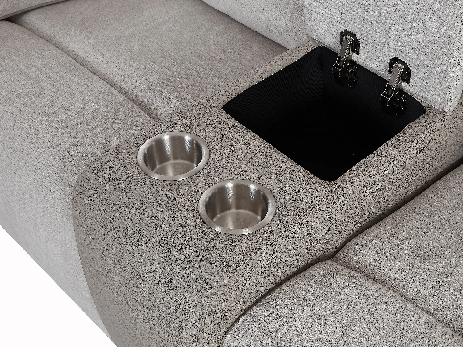Canapé 3 places et 2 places relax électrique en tissu gris clair et simili gris MEPONA