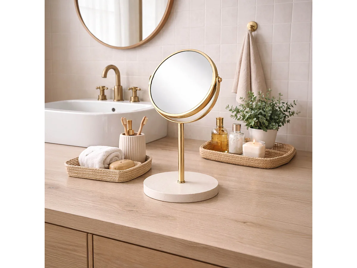 Miroir à Poser Grossissant "Oria" 17cm Sable