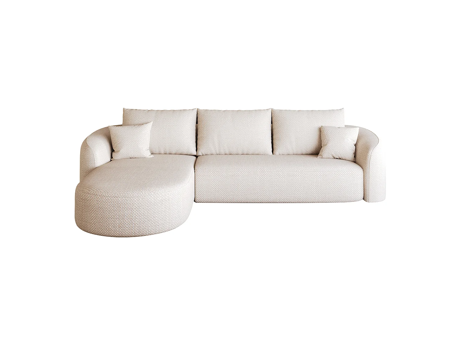 Canapé d'angle modulable 3 places 266 cm en chenille - Blanc