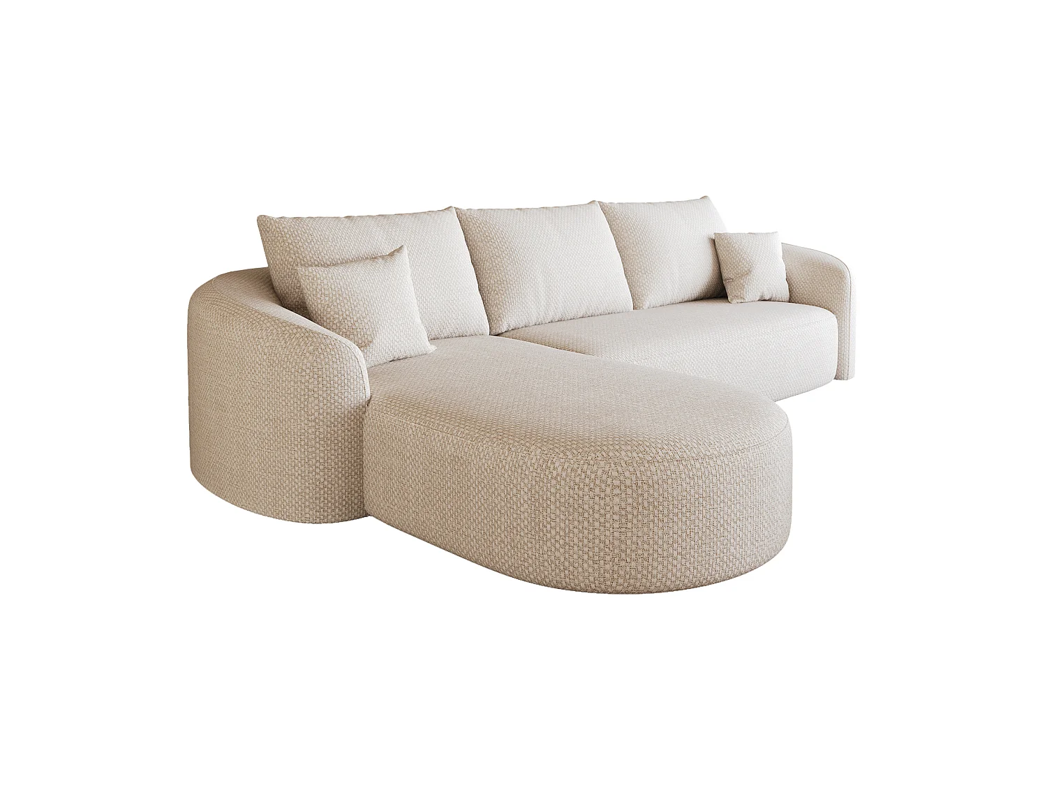 Canapé d'angle modulable 3 places 266 cm en chenille - Blanc