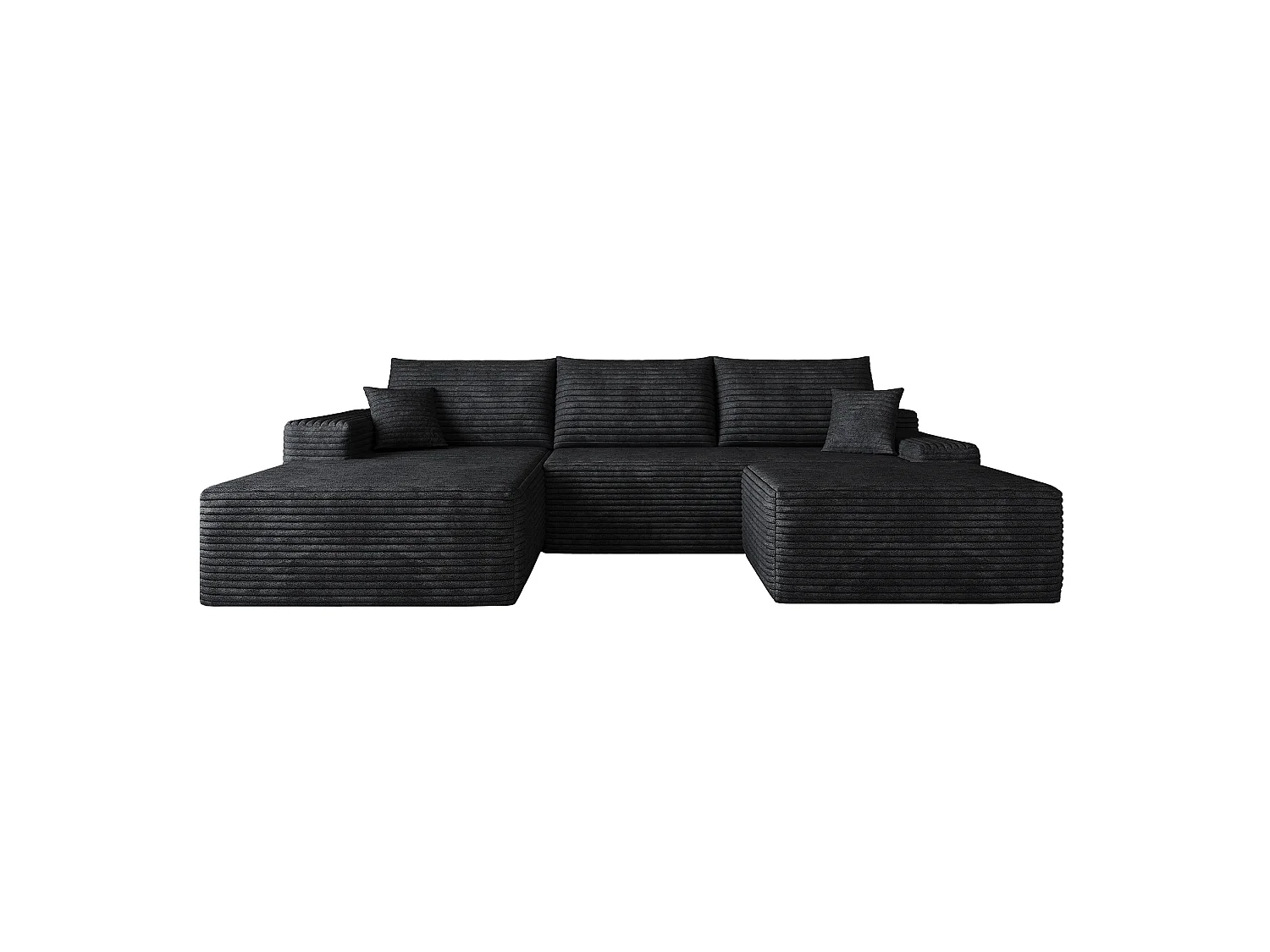 Canapé modulable 3 places 270 cm avec méridienne à gauche et pouf - Noir