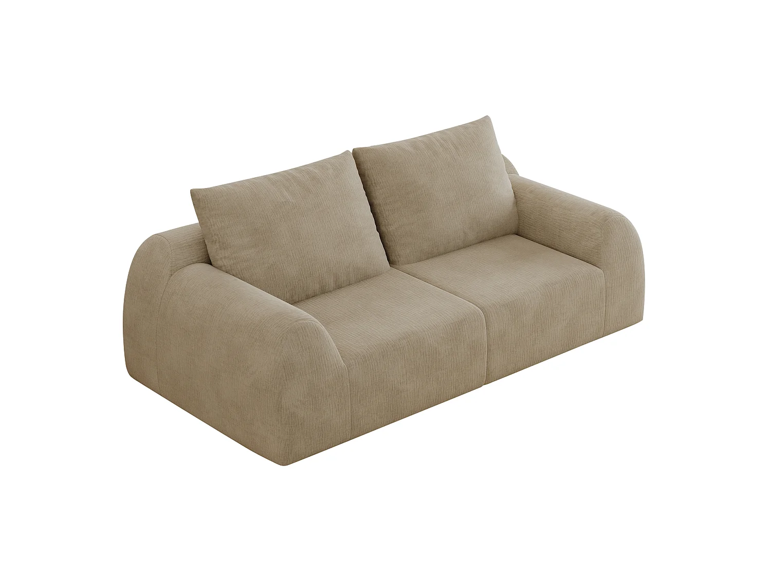Canapé modulable 2 places en chenille - Sans montage - Kaki
